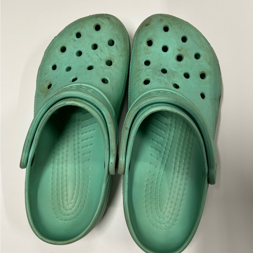 mint green crocs